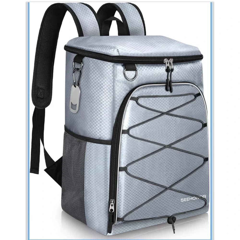 SEEHONOR New Insulated Cooler Backpack 25L Leakproof Padded Bag  Gray 25 Can